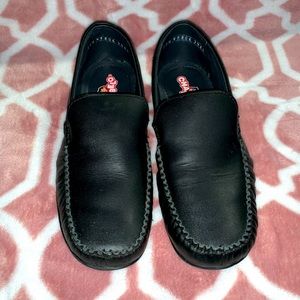 Boys black leather dress shoes